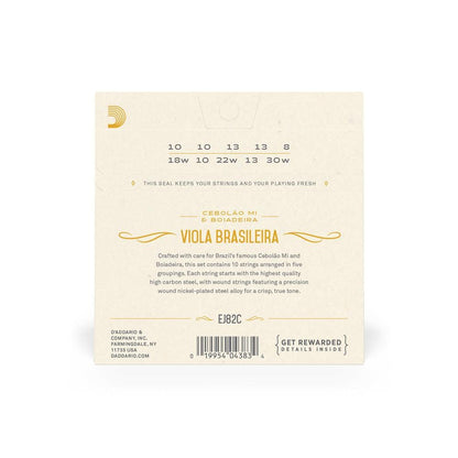 daddario viola strings d'addario ej82c viola brasileira cebolao mi and boiadeira tunings string
