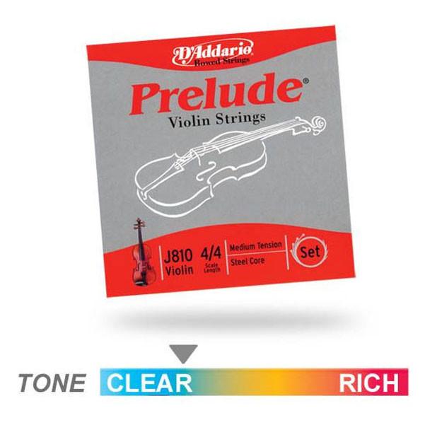 daddario violin strings d'addario prelude j810 medium violin string set