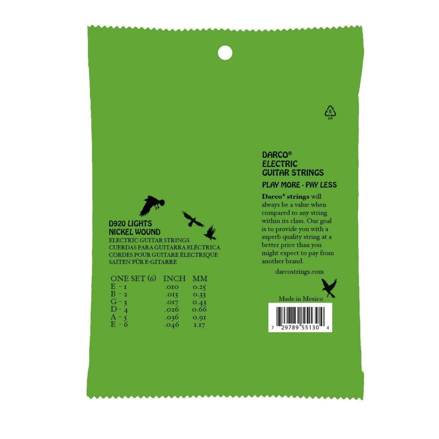 Darco Electric Guitar Strings Darco Nickel Wound Electric Guitar Strings D920 - Light - 10-46