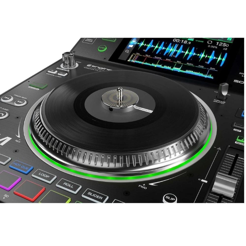 denon dj controller interfaces denon dj sc5000m prime professional dj media player with motorized platter and 7 inch multi-touch display