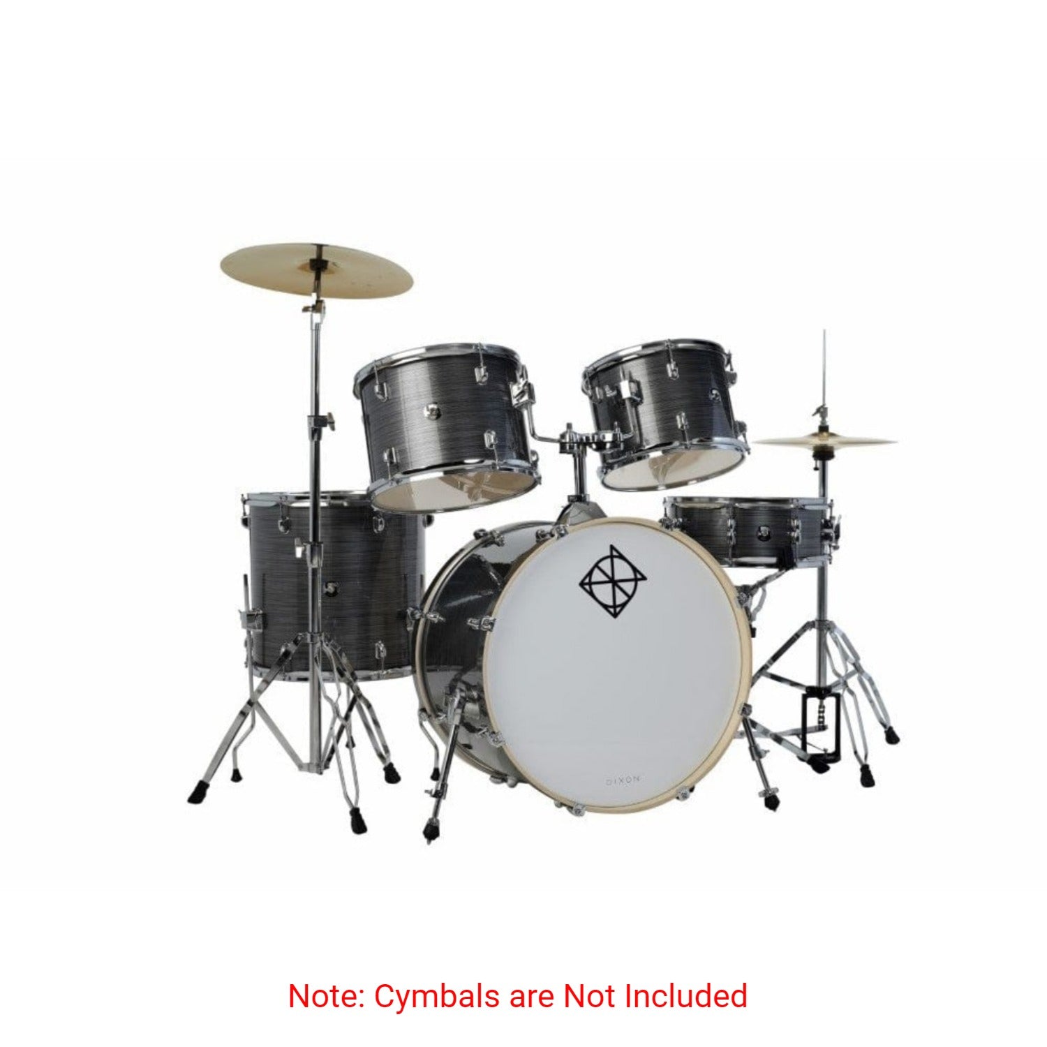 Dixon Acoustic Drum Kits Dixon Drums Spark Standard Series 5 Piece Acoustic Drum Kit with Hardware #color_cyclone-silver