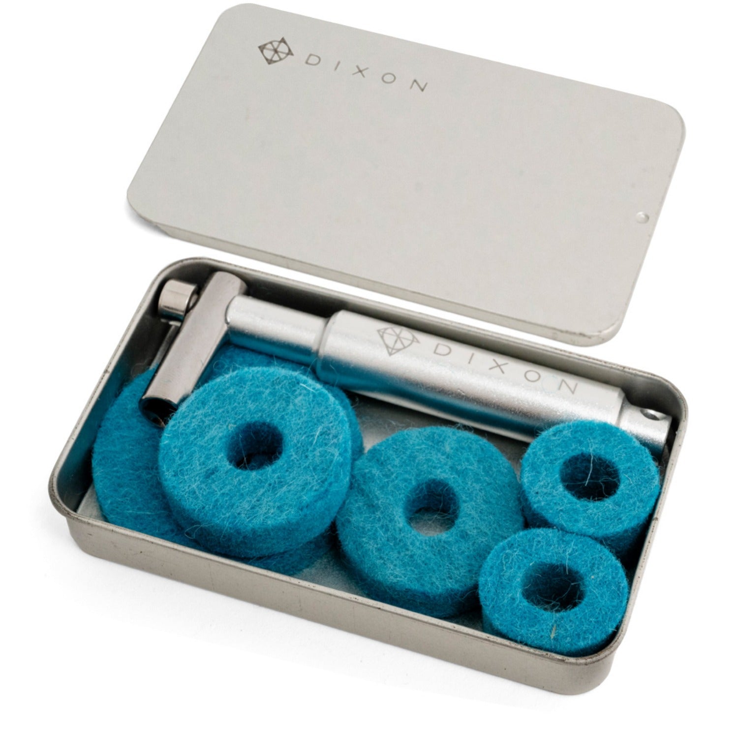 Dixon Drum Keys Dixon PAKE-HQ1PK1-HP Hi-Torque Drum Key and Quetzal Blue Felt Pack