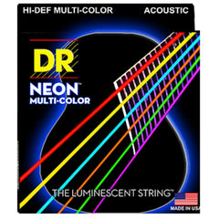 DR Acoustic Guitar Strings Custom Light 11-50 DR String NMCA HI-DEF Neon Multi-Color Coated Acoustic Guitar Strings