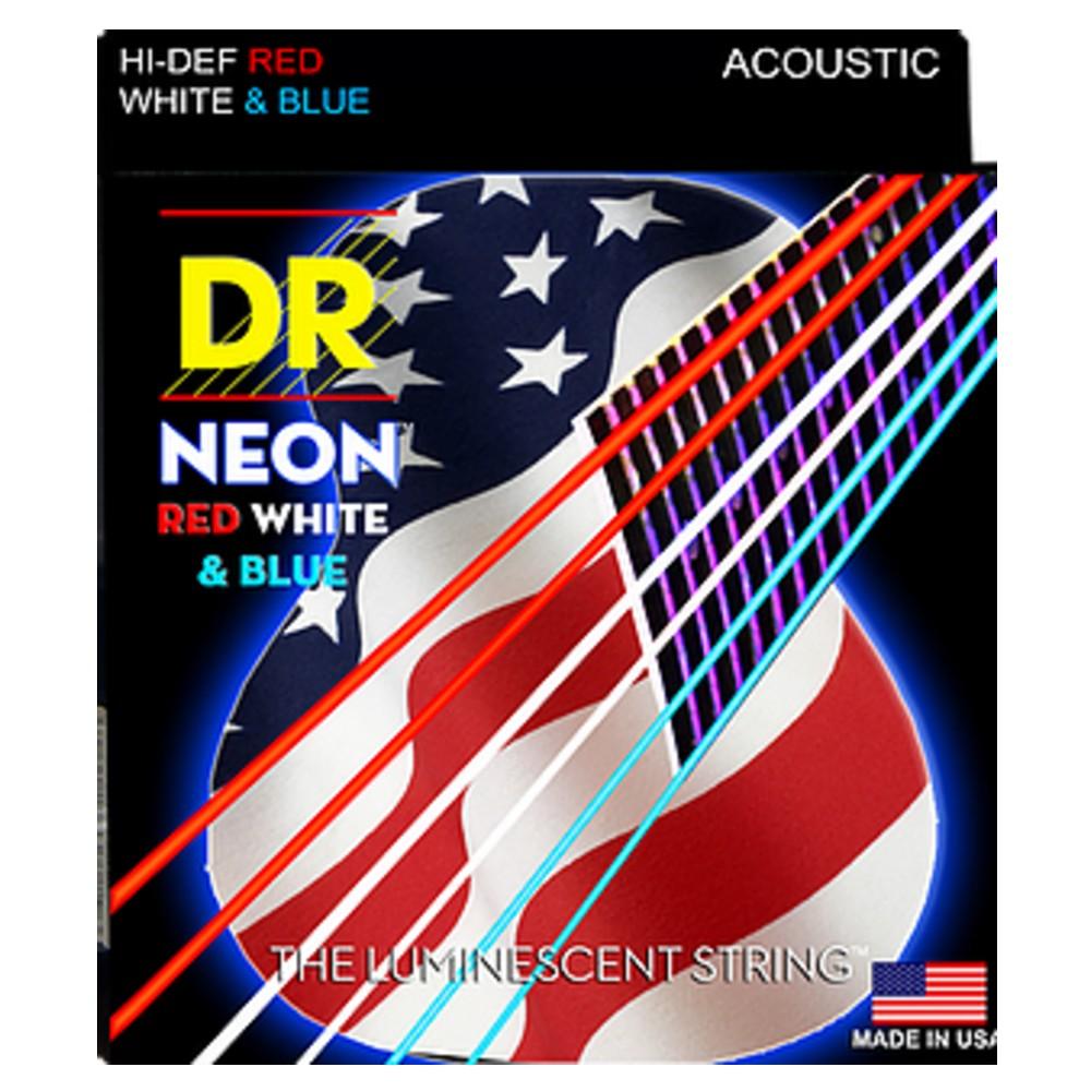 DR Acoustic Guitar Strings DR String NUSAA HI-DEF USA Flag Red White & Blue Acoustic Guitar Strings - Extra Light 10-48