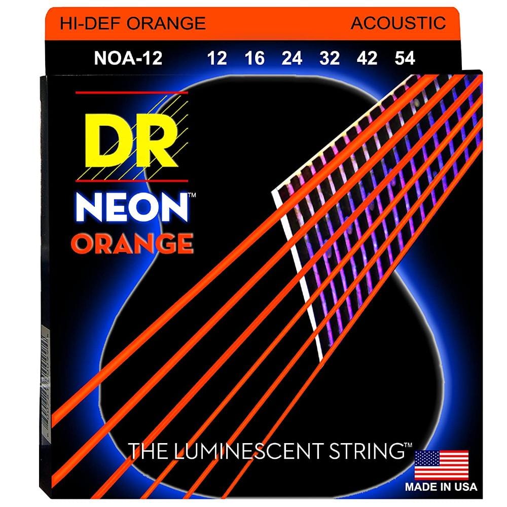 dr acoustic guitar strings dr strings noa-12 neon orange coated phosphor bronze acoustic guitar strings set 12-54