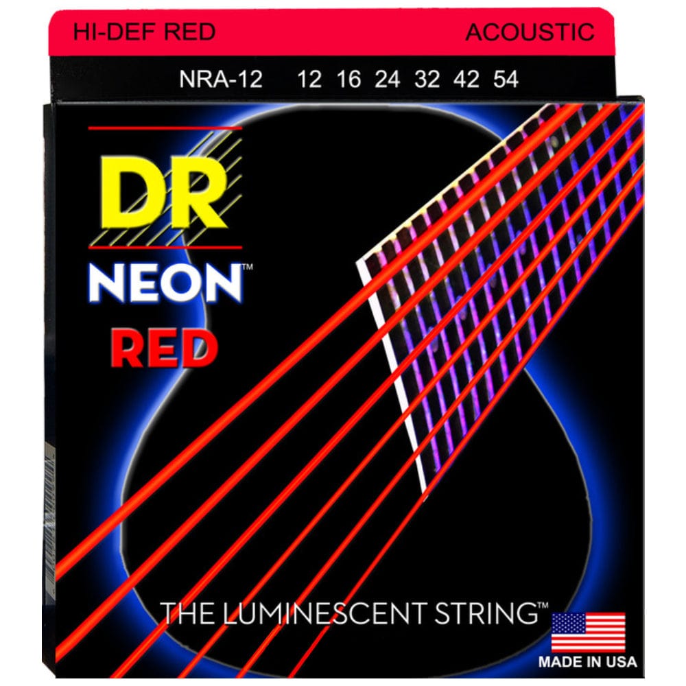 dr acoustic guitar strings dr strings nra-12 neon red coated phosphor bronze acoustic guitar strings set 12-54