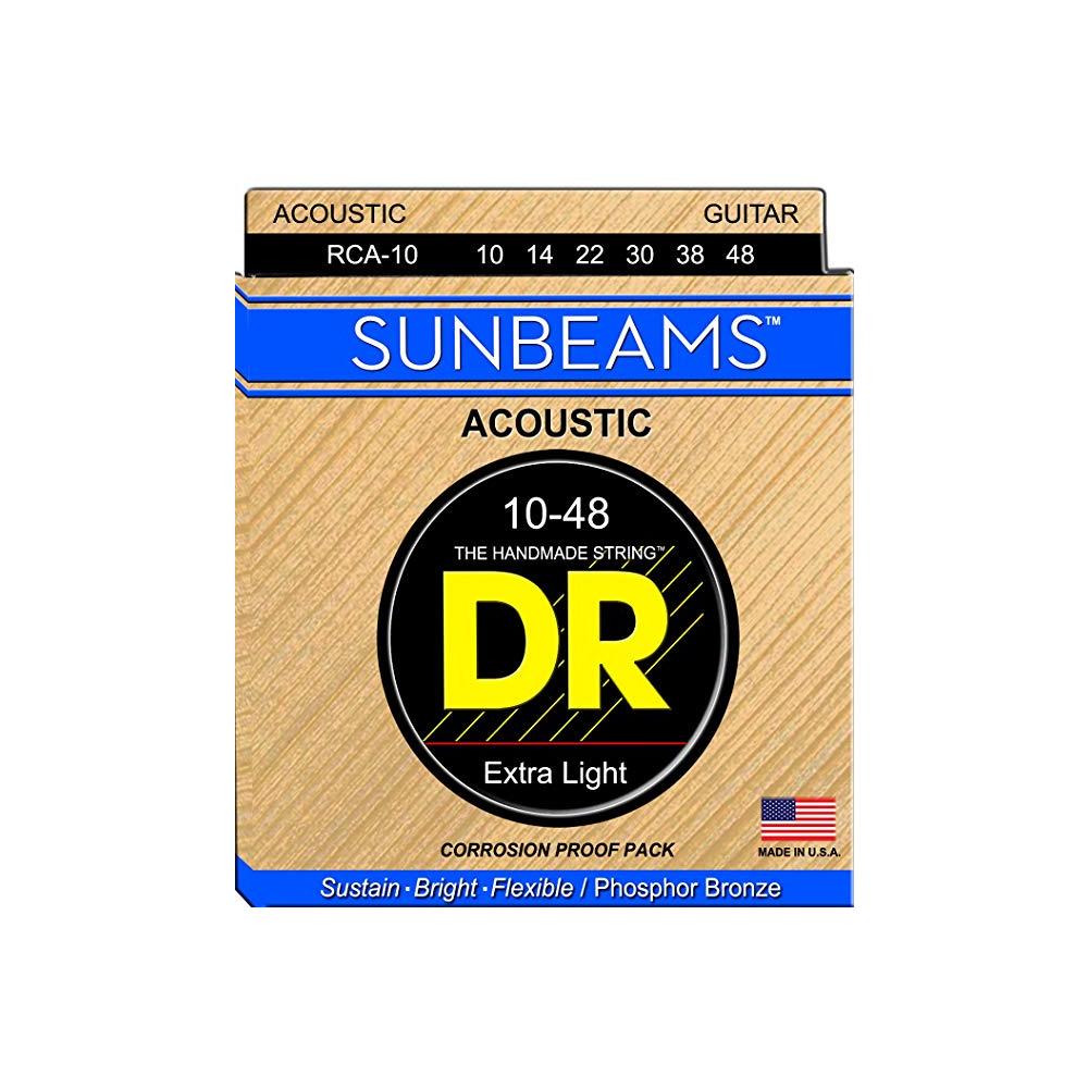 DR Acoustic Guitar Strings DR Strings RCA-10 Sunbeam Light Acoustic Guitar Strings - 10 - 48