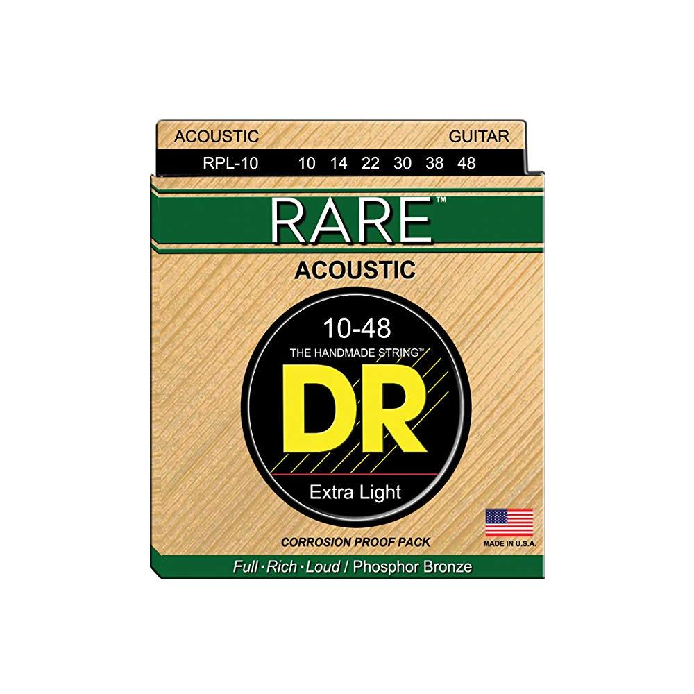 DR Acoustic Guitar Strings DR Strings RPL-10 Rare Phosphor Bronze Extra Light Acoustic Guitar Strings - 10 - 48
