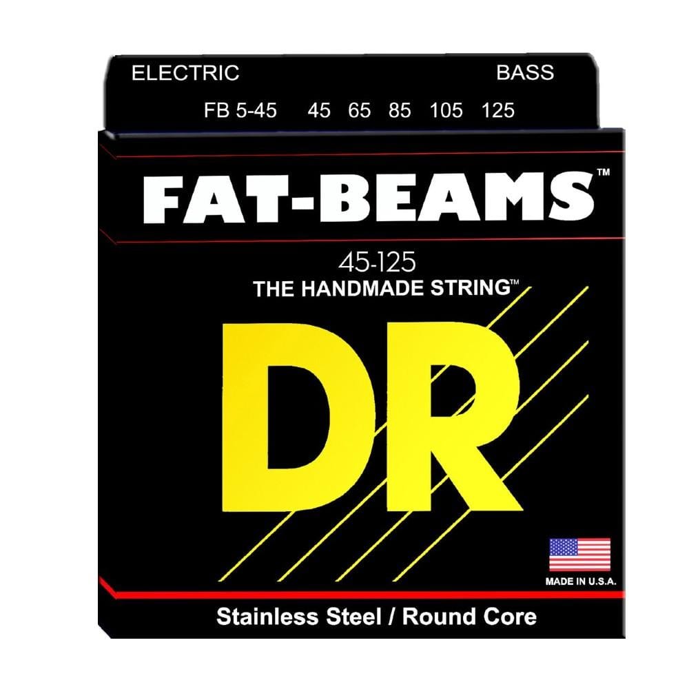 DR Bass Guitar Strings DR String FB5-45 FAT Beam Stainless Steel Bass 5 String - Medium 45-125