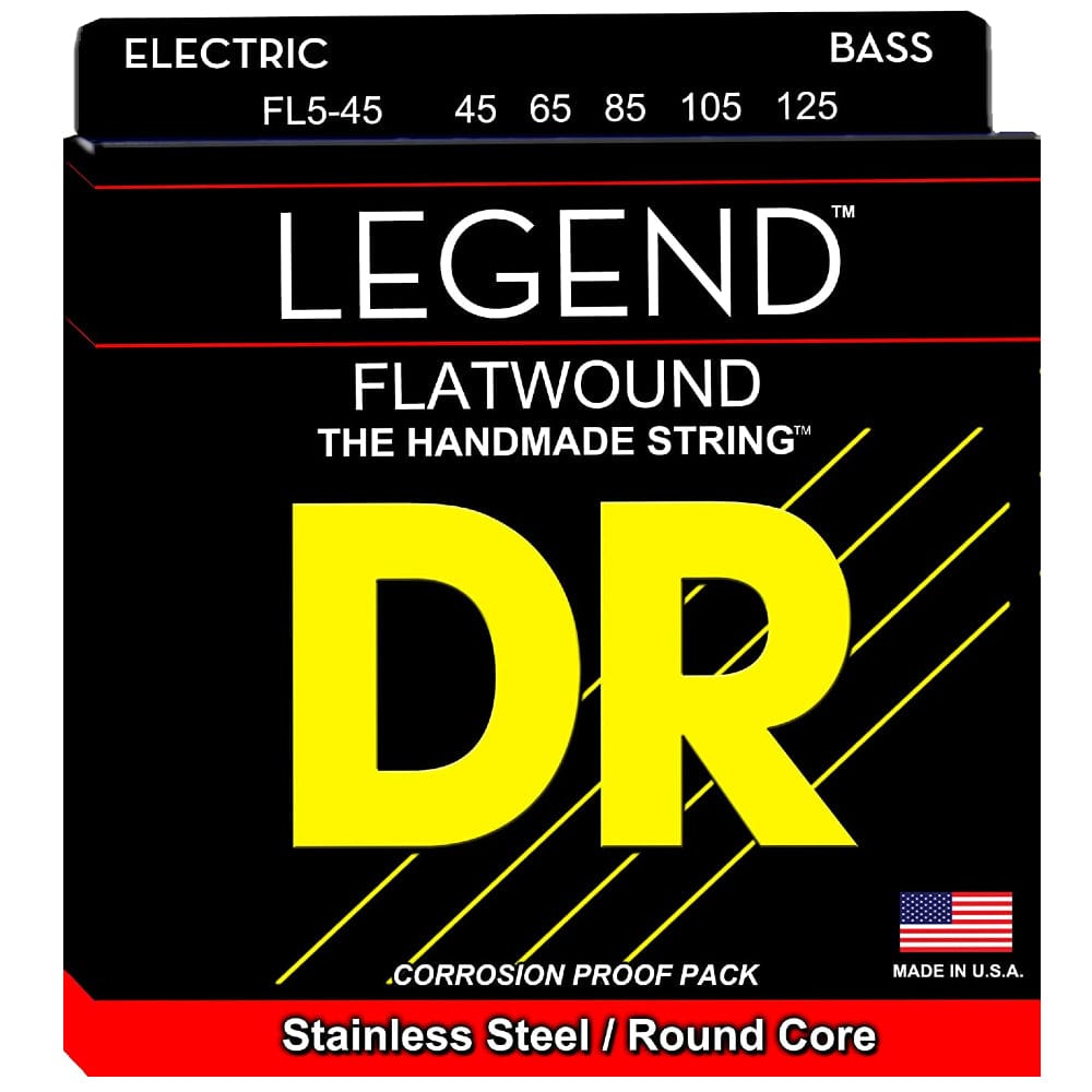 DR Bass Guitar Strings DR String FL545 Legend Flatwound Medium 5 String Bass Guitar String Set