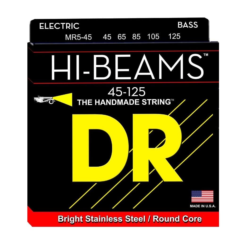 dr bass guitar strings dr string mr5 45 hi beam stainless steel bass 5-string - medium 45-125