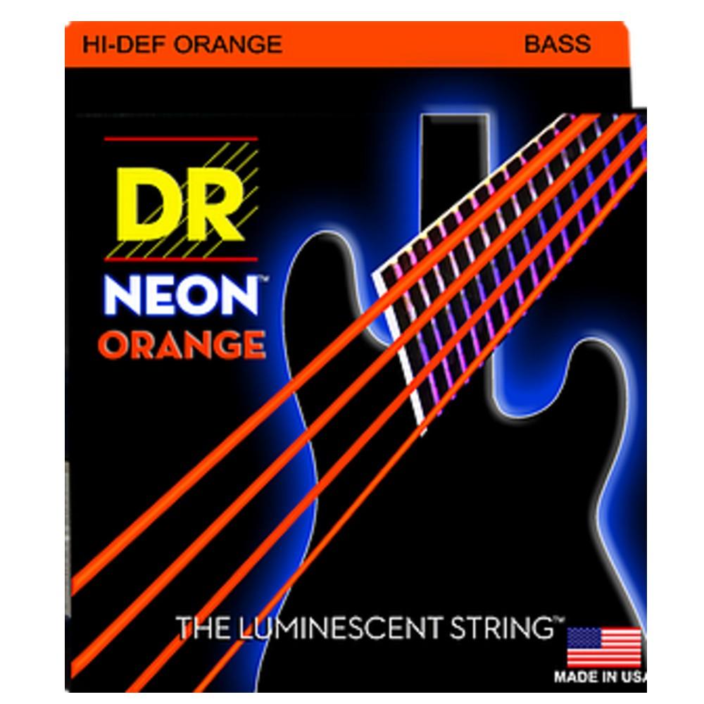 DR Bass Guitar Strings DR String NOB HI-DEF Neon Orange Coated Bass Guitar Strings - Light 40-100