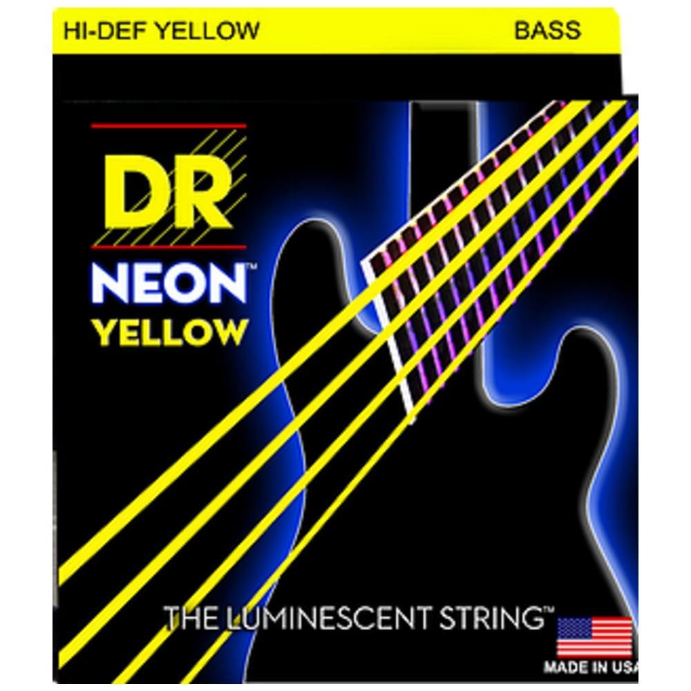 DR Bass Guitar Strings DR String NYB HI-DEF Neon Yellow Coated Bass Guitar Strings- Light 40-100