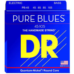 DR Bass Guitar Strings Medium - 45-105 DR Strings PB Pure Blues 4 String Bass Guitar String Set