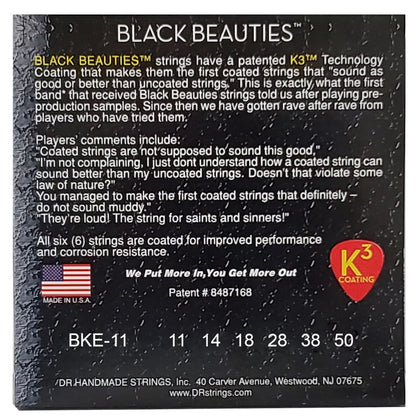 DR Electric Guitar Strings DR BKE-11 Black Beauties Heavy Electric Guitar Strings Set - .011-.050