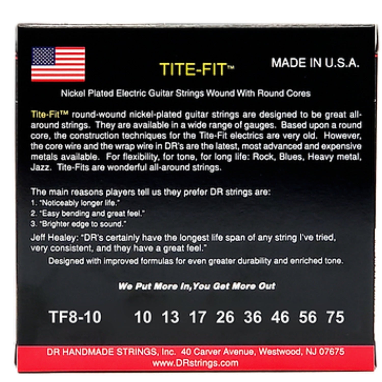 DR Electric Guitar Strings DR String TF8-10 Tite-Fit 8-String Medium Electric Guitar Strings Set - .010-.075