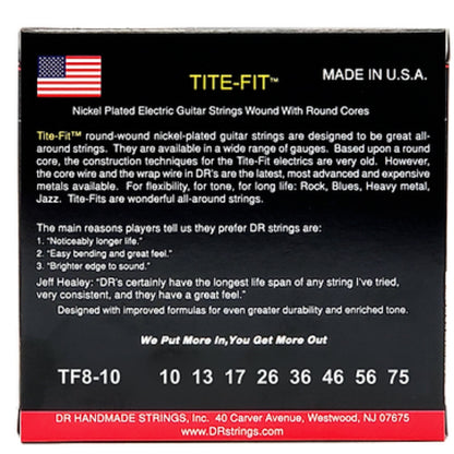 DR Electric Guitar Strings DR String TF8-10 Tite-Fit 8-String Medium Electric Guitar Strings Set - .010-.075