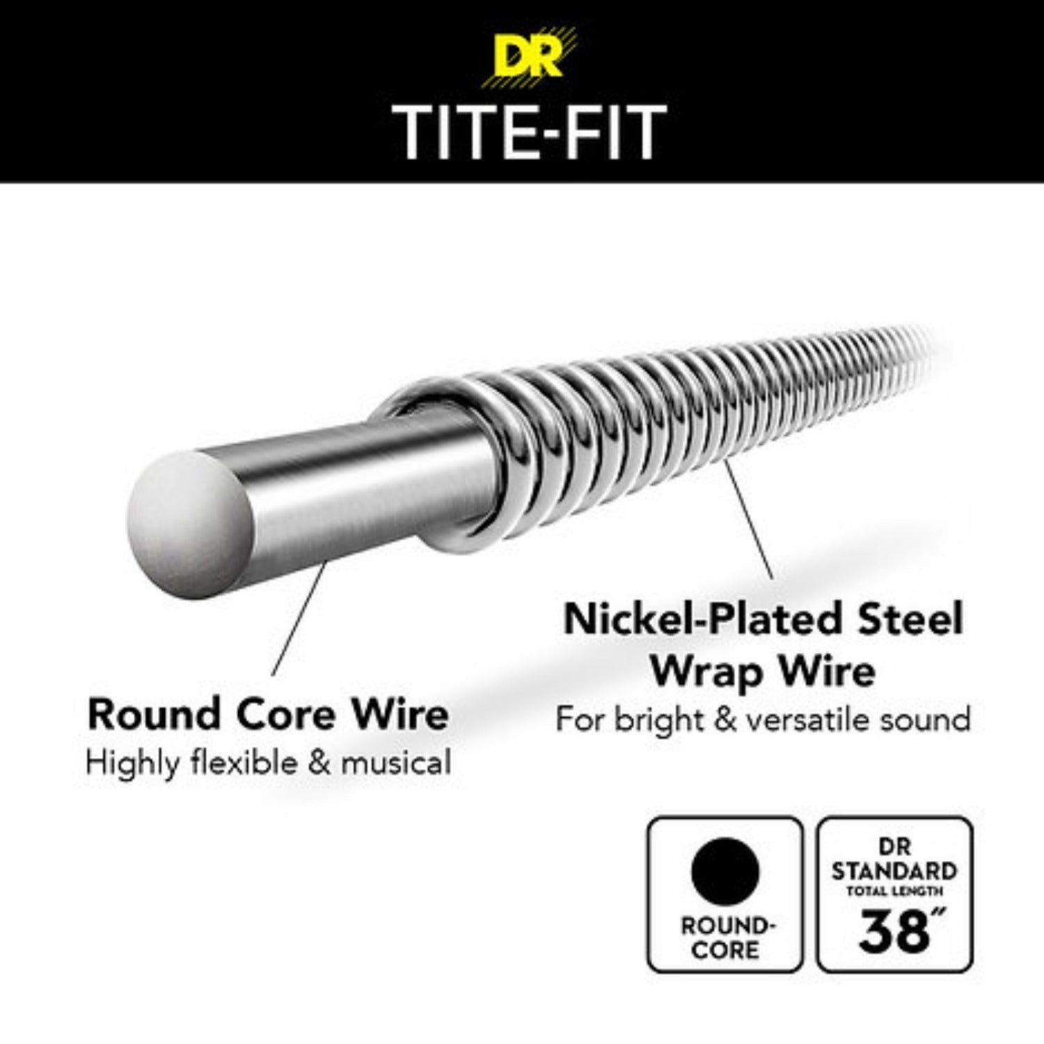 DR Electric Guitar Strings DR String TF8-10 Tite-Fit 8-String Medium Electric Guitar Strings Set - .010-.075