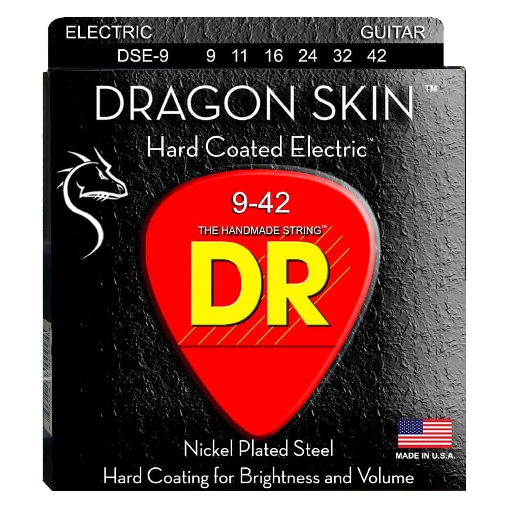dr electric guitar strings dr strings dse-9 dragon skin clear coated electric guitar strings- light 009-042