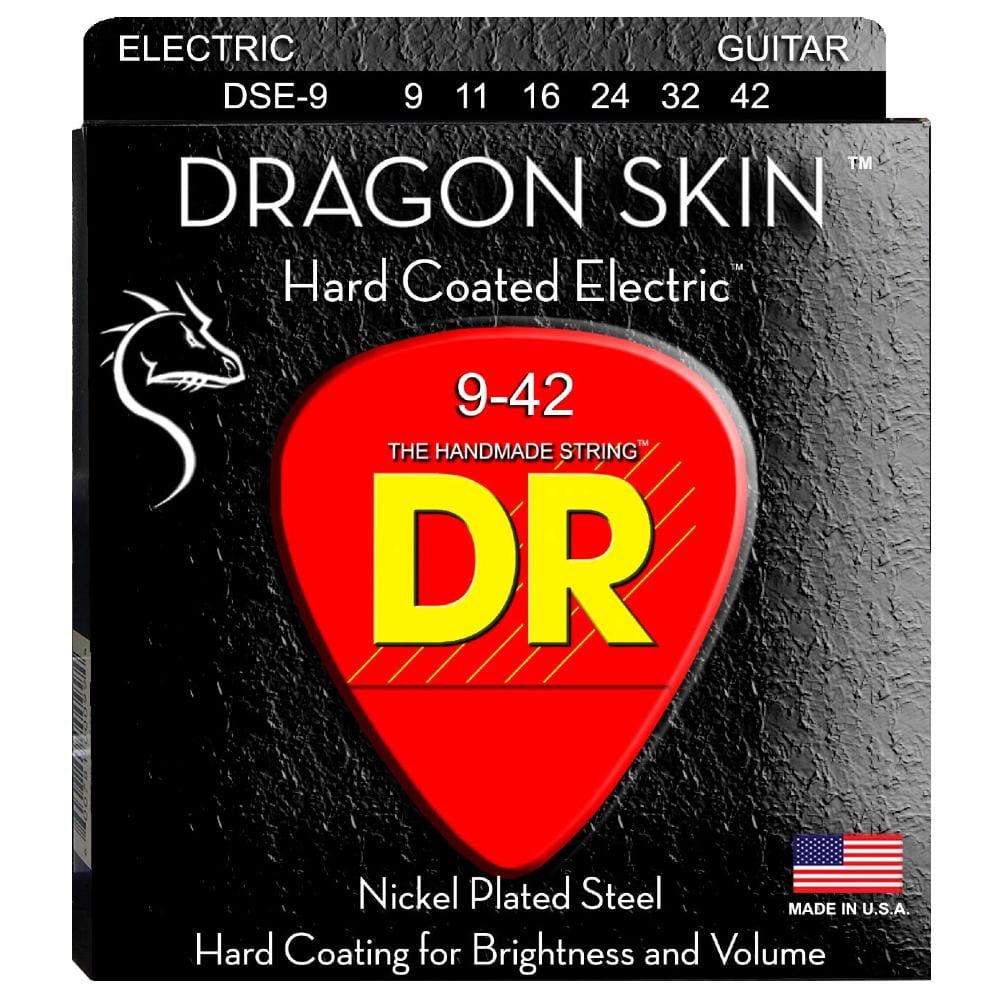 dr electric guitar strings dr strings dse-9 dragon skin clear coated electric guitar strings pack of 2