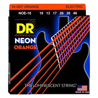 DR Electric Guitar Strings DR Strings NOE-10 Electric Guitar Strings, Medium - NEON HiDef Orange