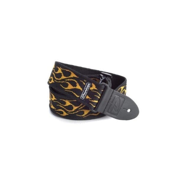 dunlop guitar straps dunlop d3811oy flambe orange/yellow flame guitar strap