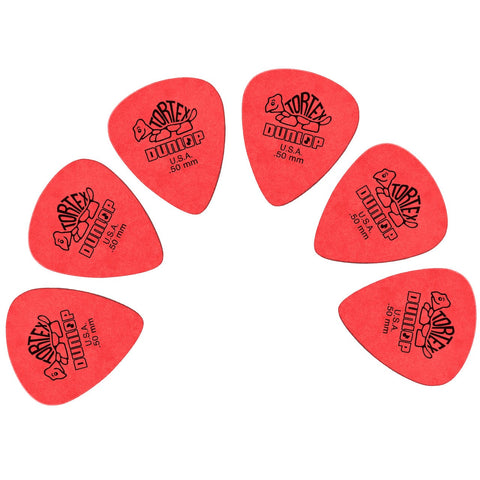 6pcs Dunlop Guitar Picks Tortex Standard 418 Mediator  0.5/0.6/0.73/0.88/1.0/1.14mm for Bass Acoustic Electric Guitar