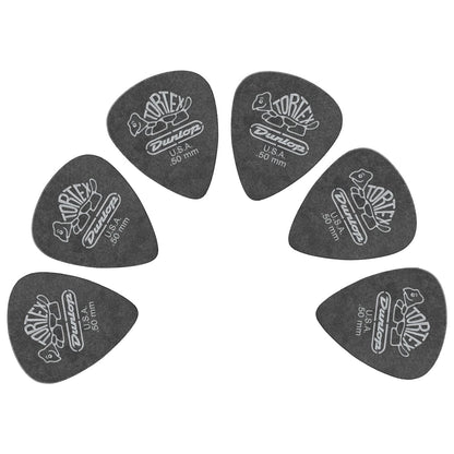 Dunlop Picks 0.50 mm Dunlop 482R Tortex Pitch Black Jazz Guitar Picks - Set of 6