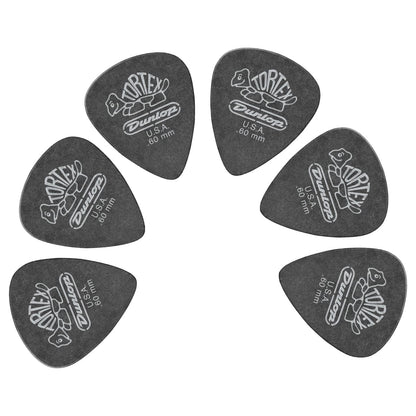 Dunlop Picks 0.60 mm Dunlop 482R Tortex Pitch Black Jazz Guitar Picks - Set of 6