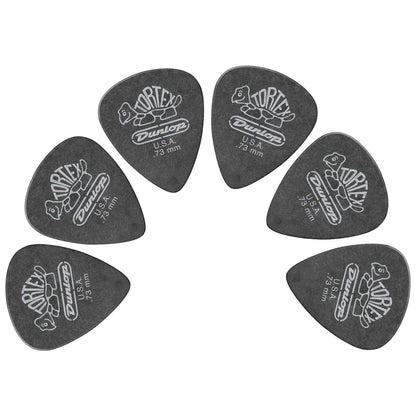 Dunlop Picks 0.73 mm Dunlop 482R Tortex Pitch Black Jazz Guitar Picks - Set of 6