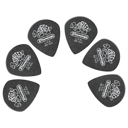 Dunlop Picks 0.88 Dunlop 482R Tortex Pitch Black Jazz Guitar Picks - Set of 6
