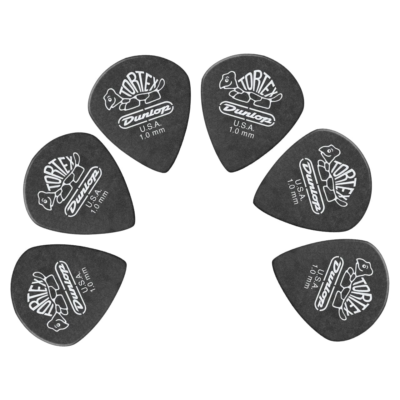 Dunlop Picks 1 mm Dunlop 482R Tortex Pitch Black Jazz Guitar Picks - Set of 6