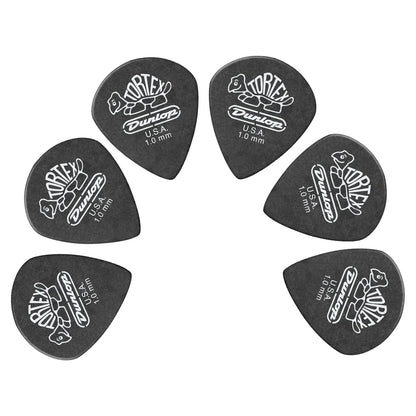 Dunlop Picks 1 mm Dunlop 482R Tortex Pitch Black Jazz Guitar Picks - Set of 6