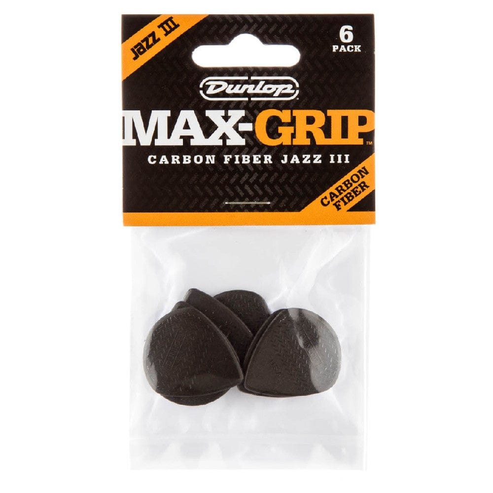 Dunlop Picks Dunlop 471R3C Max Grip Jazz III Carbon Fiber Picks - Pack of 6
