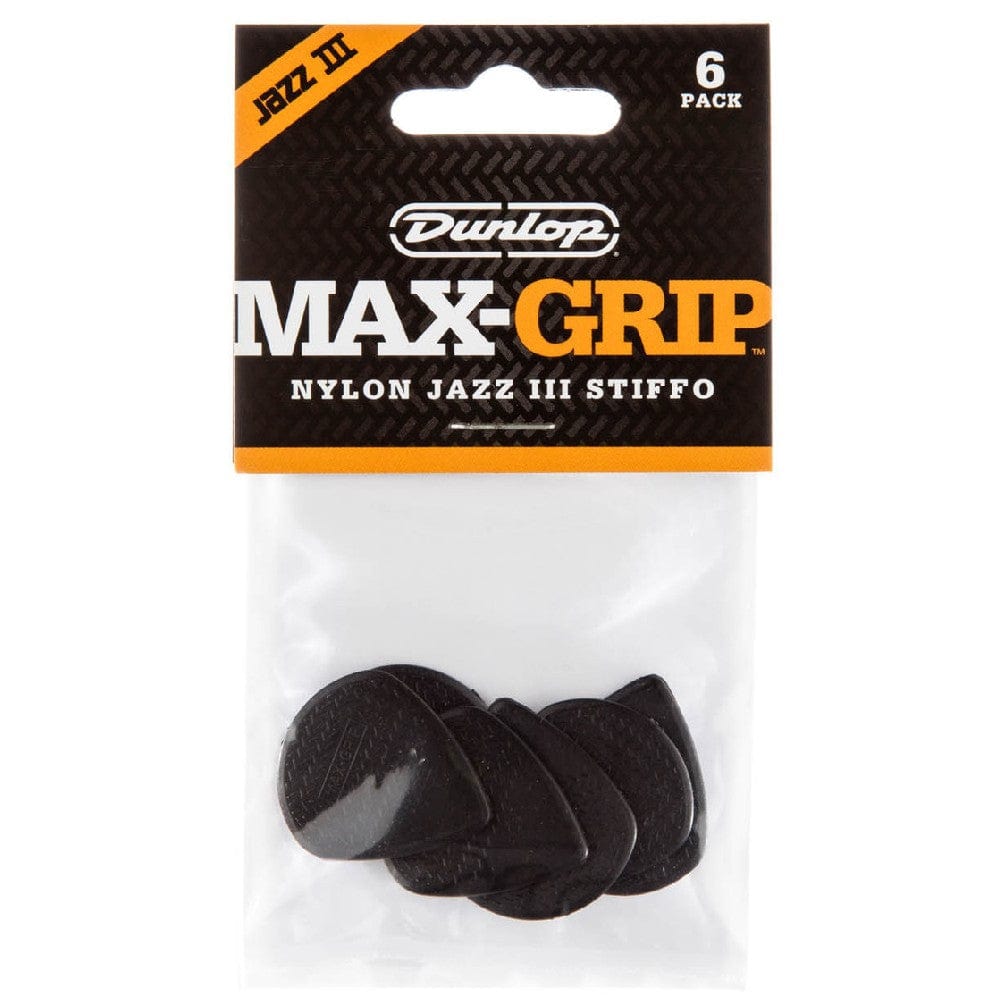 dunlop picks dunlop 471r3s max grip jazz iii stiffo picks - pack of 6