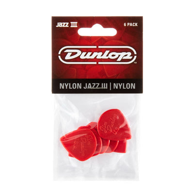 Dunlop 47R3N Jazz III Stiffo Nylon Guitar Pick- Pack of 6