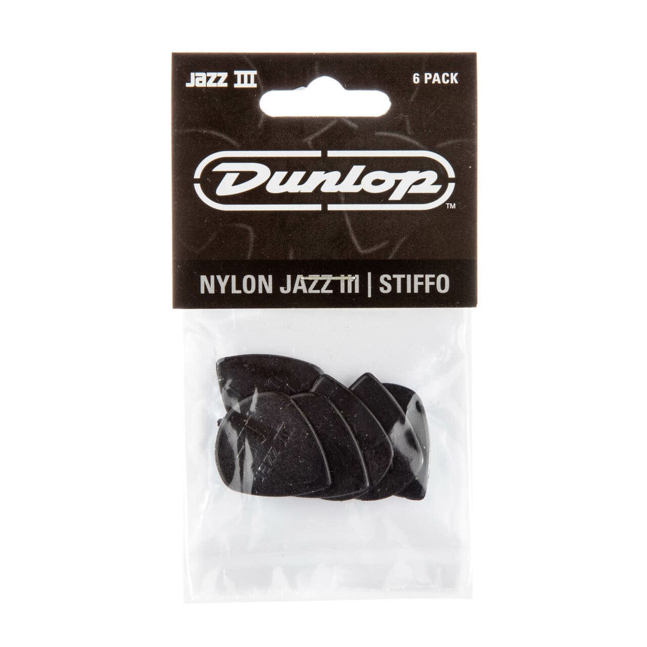 Dunlop Picks Dunlop 47R3S Jazz III Stiffo Nylon Guitar Pick- Pack of 6