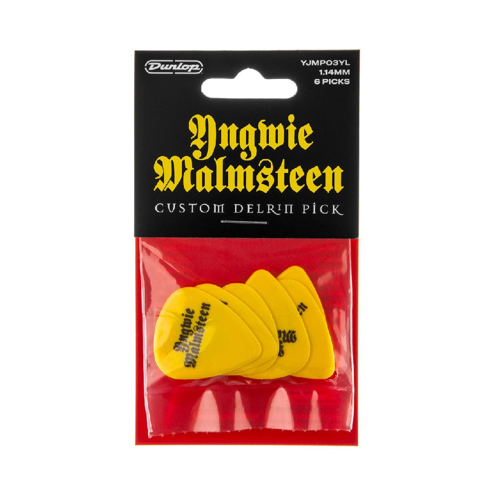 dunlop picks yellow dunlop yngwie malmsteen 1.14mm custom delrin guitar picks - 6-pack   