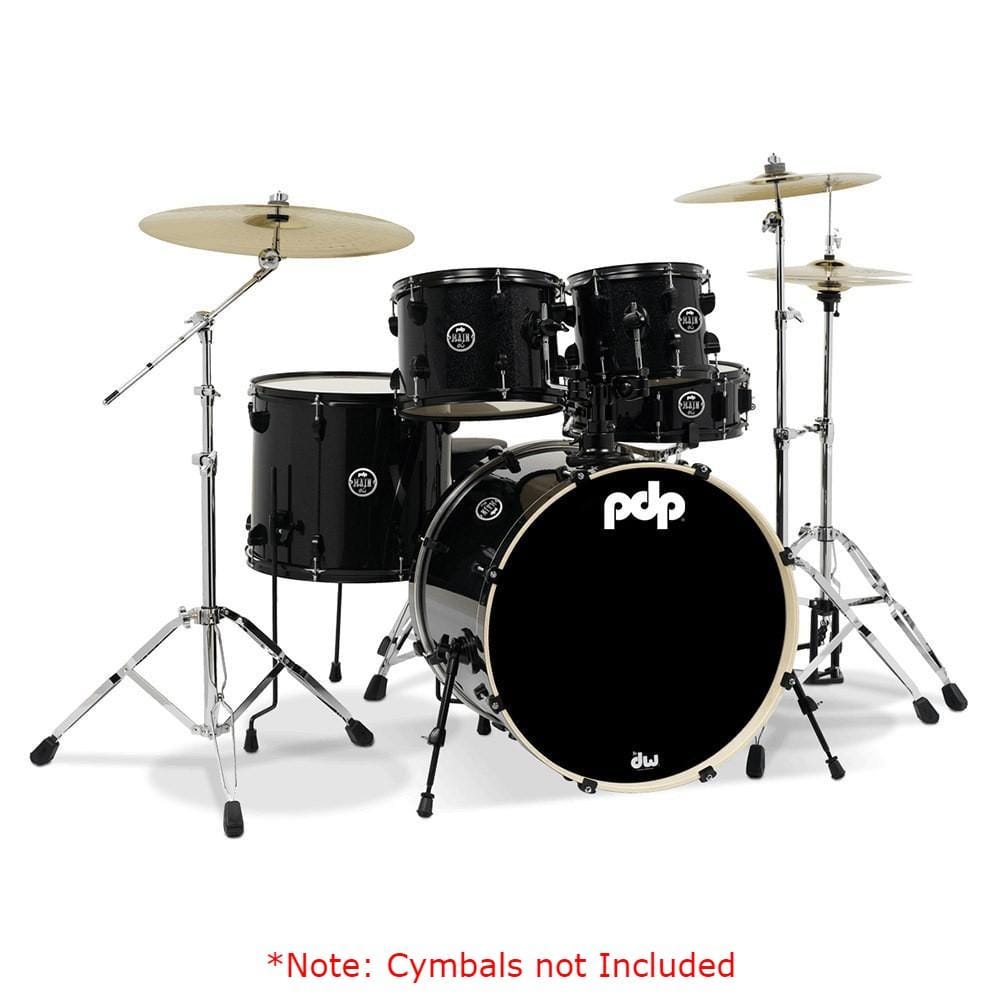 dw drum workshop acoustic drum kits black metallic dw drum workshop pdp 5-piece mainstage acoustic drum set with hardware    