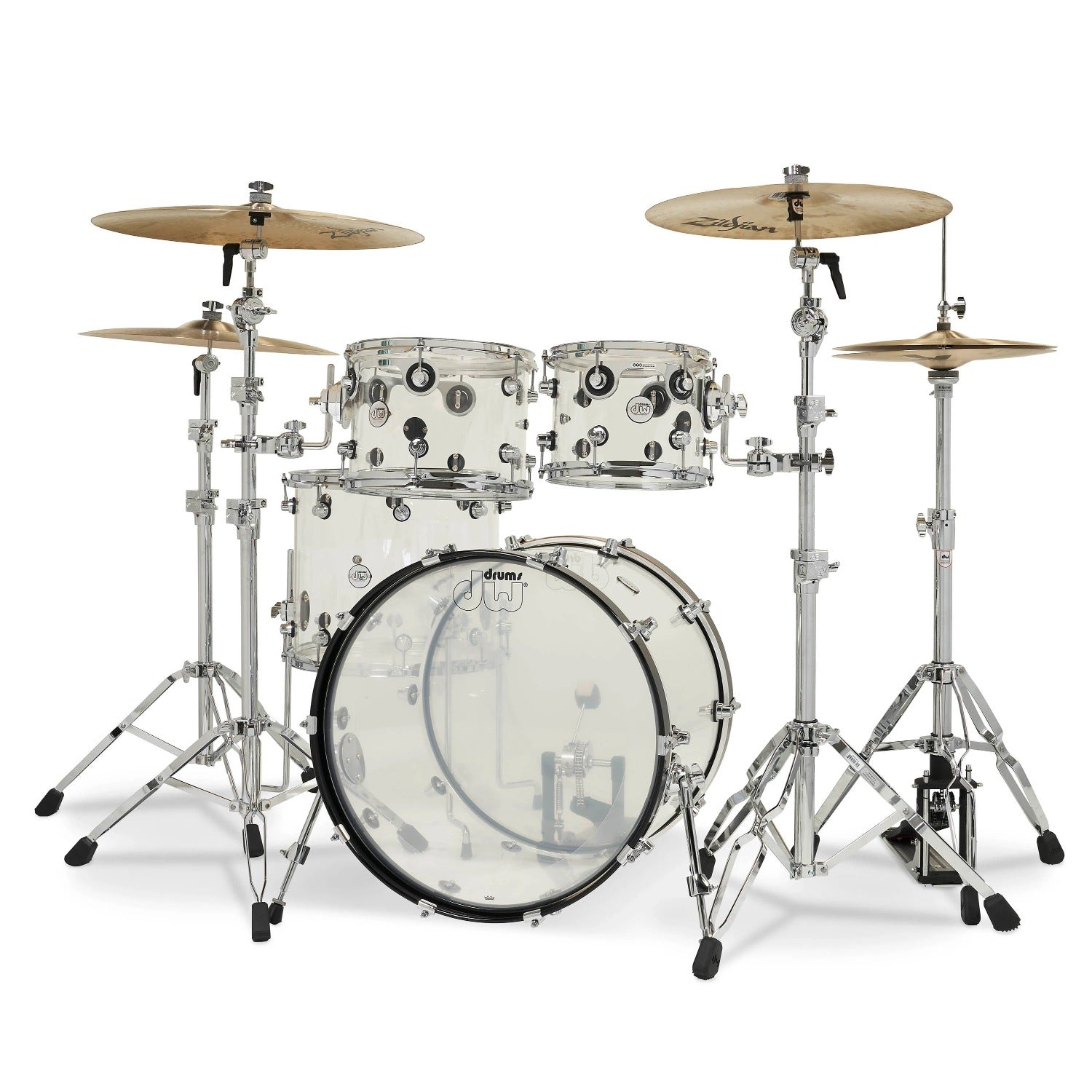 Dw Drum Workshop Acoustic Drum Kits Clear Acrylic Dw Drum Workshop Design Series Acrylic 4-Piece Shell Pack Acoustic Drum Kits 