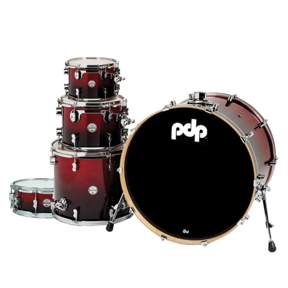 dw drum workshop acoustic drum kits dw drum workshop pdcb2015cb pdp 5-piece concept birch acoustic drum set- cherry to black fade