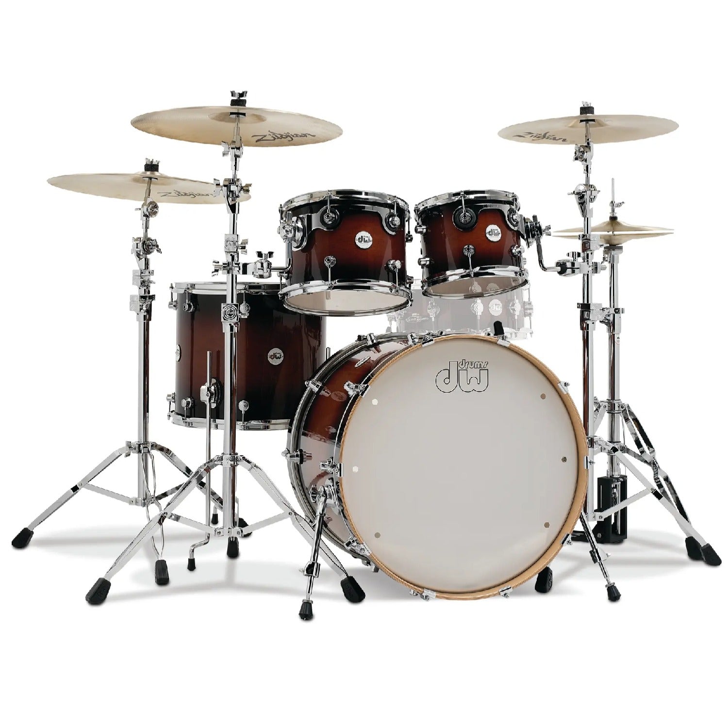 Dw Drum Workshop Acoustic Drum Kits Tobacco Burst Dw Drum Workshop DDLG 2214 Design 4-Piece Acoustic Drum Kit #color_tobacco-burst