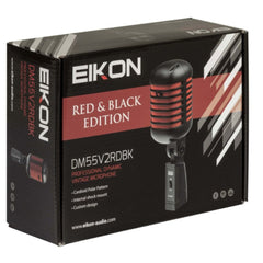 Eikon Dynamic Microphones Eikon Audio DM55V2RDBK “VINTAGE” Professional Vocal Dynamic Microphone – Satin Black And Red