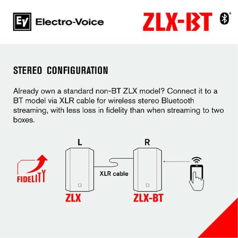 electro-voice portable pa systems electro voice zlx-12bt 12" powered loudspeaker with bluetooth audio