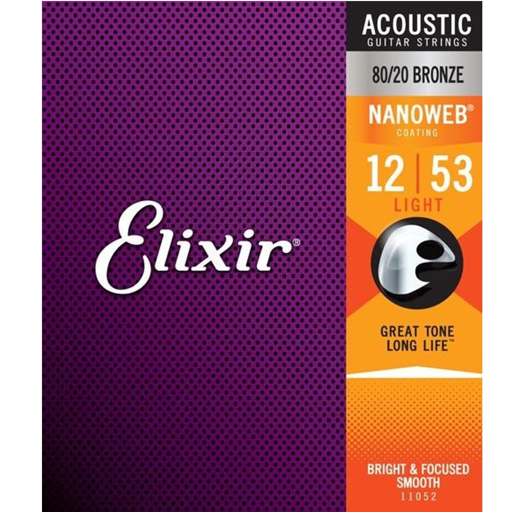 Elixir Acoustic Guitar Strings Elixir 11052 Nanoweb Acoustic Guitar Strings - Light 80/20