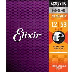 Elixir Acoustic Guitar Strings Elixir 11052 Nanoweb Acoustic Guitar Strings - Light 80/20