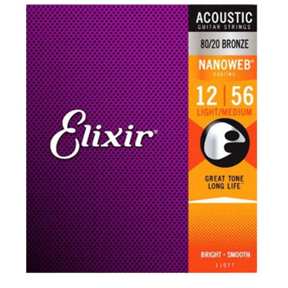 Elixir Acoustic Guitar Strings Elixir 3313211027 Nanoweb 80/20 Bronze Acoustic Guitar Strings Custom Light - 11-52