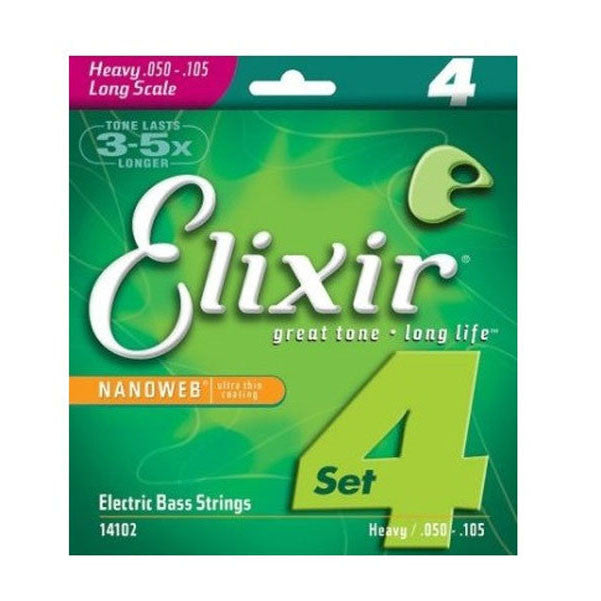 elixir bass guitar strings elixir 14102 nanoweb heavy .050 - .105 electric bass guitar strings