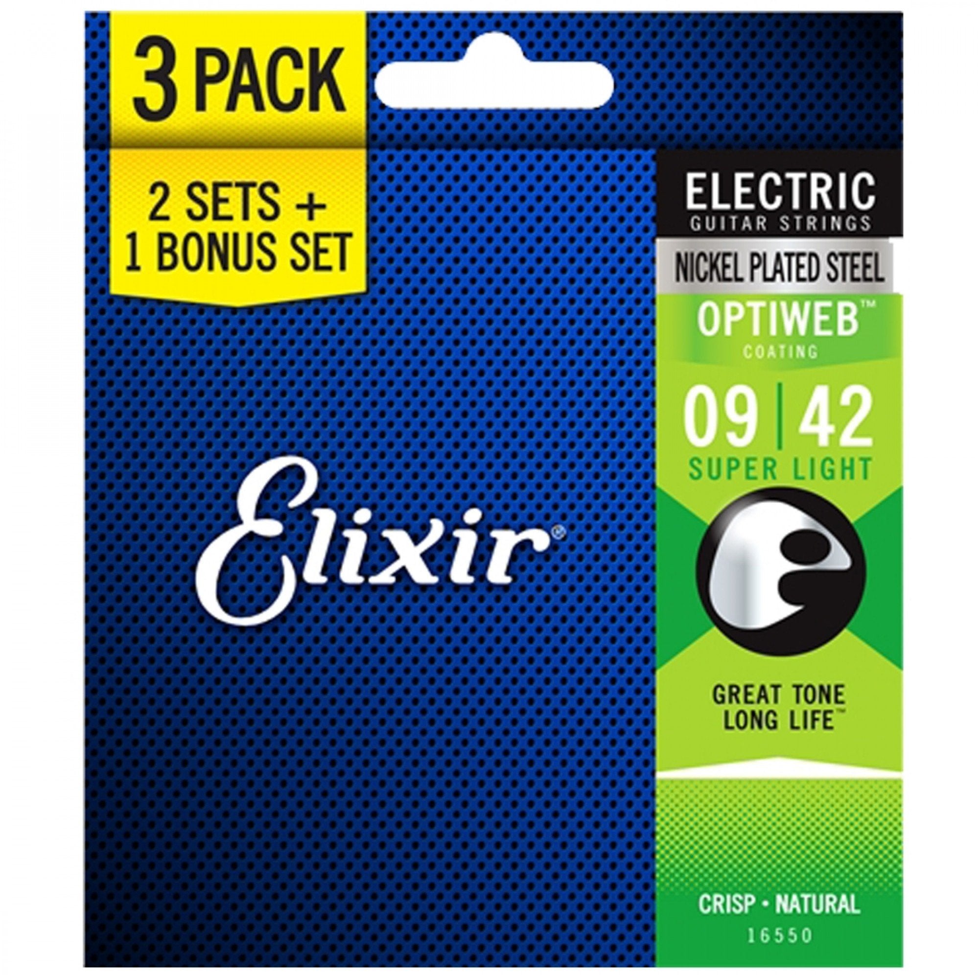 Elixir Electric Guitar Strings Elixir 16550 Optiweb Coating Electric Guitar Strings Super Light - Pack Of 3 - 9-42