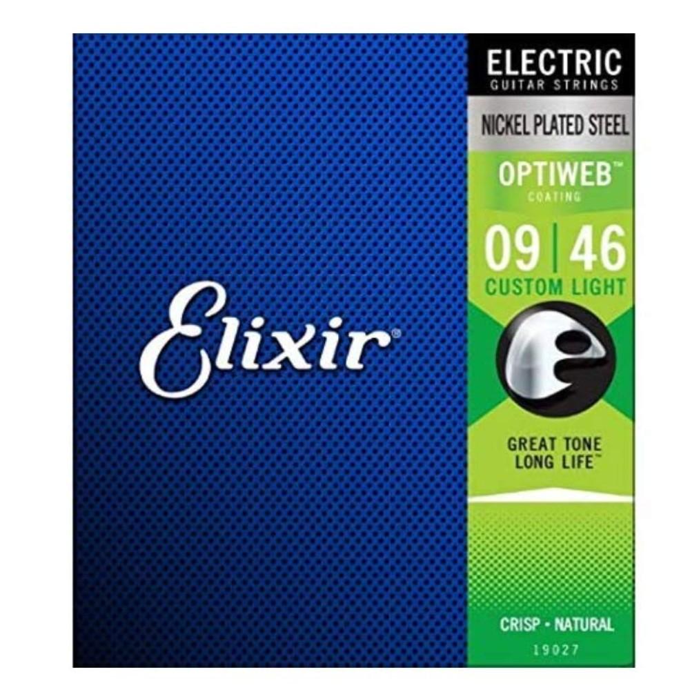 elixir electric guitar strings elixir 19027 nickel plated steel with optiweb coating electric guitar string- custom light 9-46